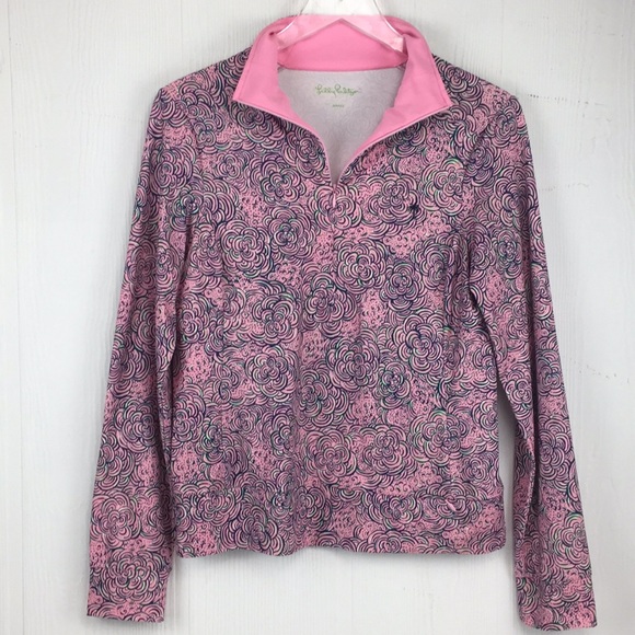 Lilly Pulitzer Tops - Lilly Pulitzer Frances 1/4 Zip Popover Pink Sz Sm